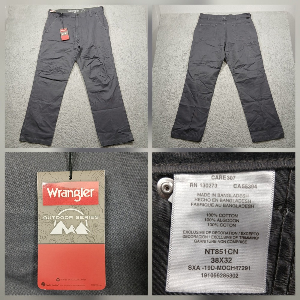 Wrangler Outdoor Series Pants Men's‎ 38x32 Black 100% Cotton NWT